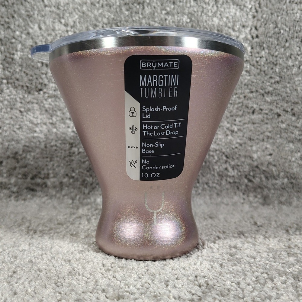 BruMate Margtini Tumbler Rose Gold Shimmer Iridescent Barware 10oz